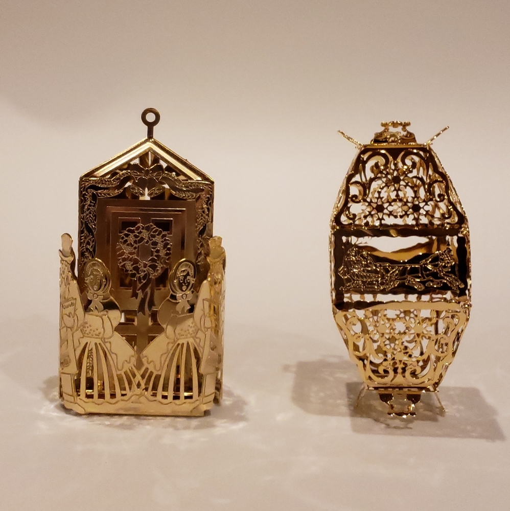 Vintage Reed & Barton Goldplate Ornaments set of 2
